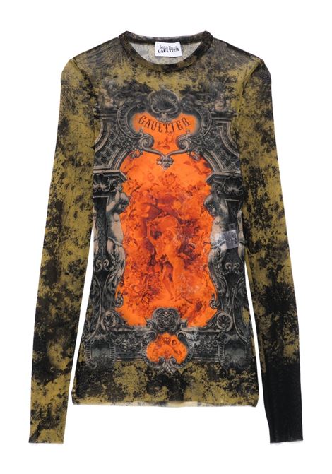 top long sleeves mesh printed médaillon donna multicolor JEAN PAUL GAULTIER | 25/03-W-TO305-M006P004115